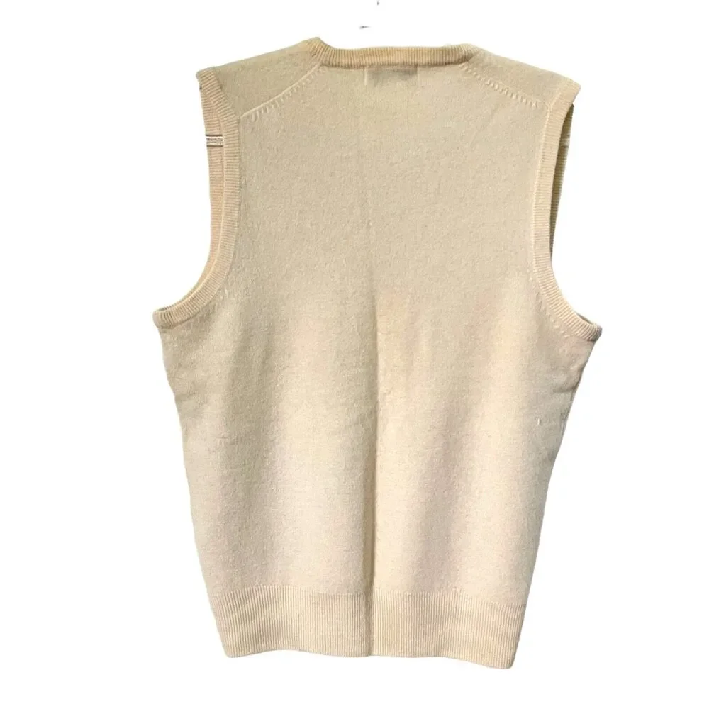 Sweater Vest Vintage The Gap Lambswool Cream With Pocket Women's M Knit Popover